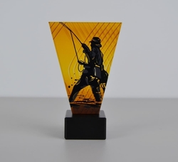 Skleněná Rybářská trofej 15 cm - rybář