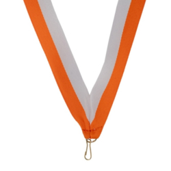 Široká stuha s klipem - Oranžová / Bílá Široká stuha s klipem - Oranžová / Bílá