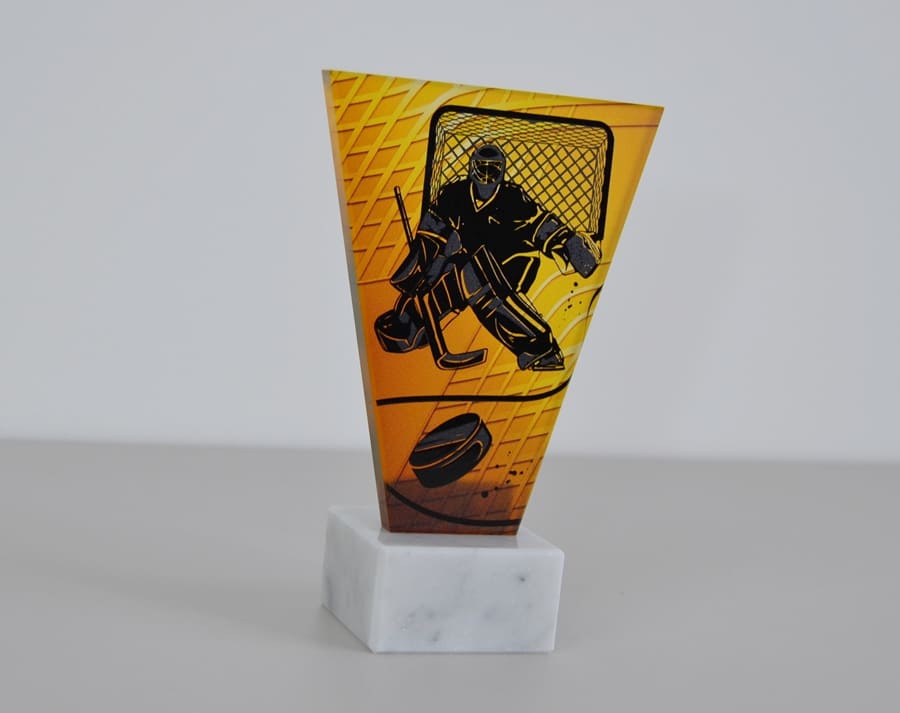 Skleněná Hokejová trofej 15 cm - brankář