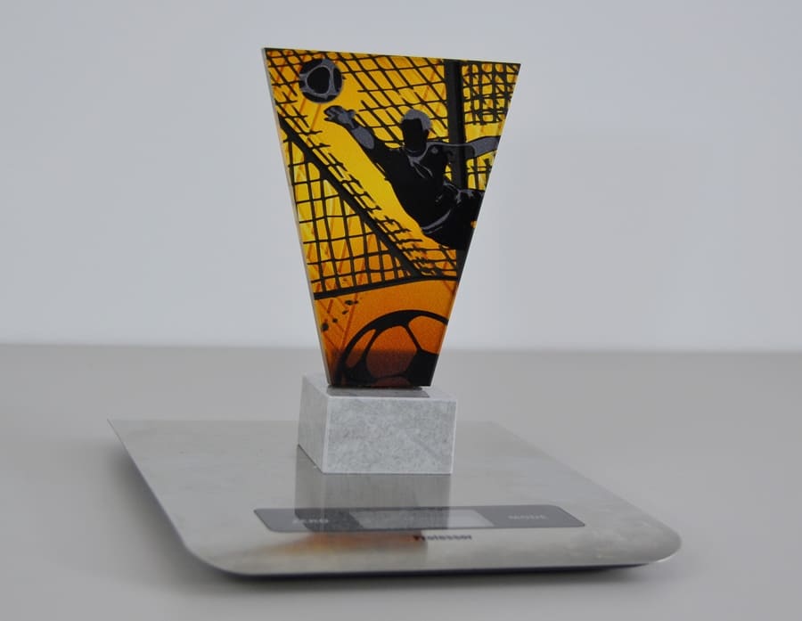 Skleněná Fotbalová trofej 15 cm - brankář