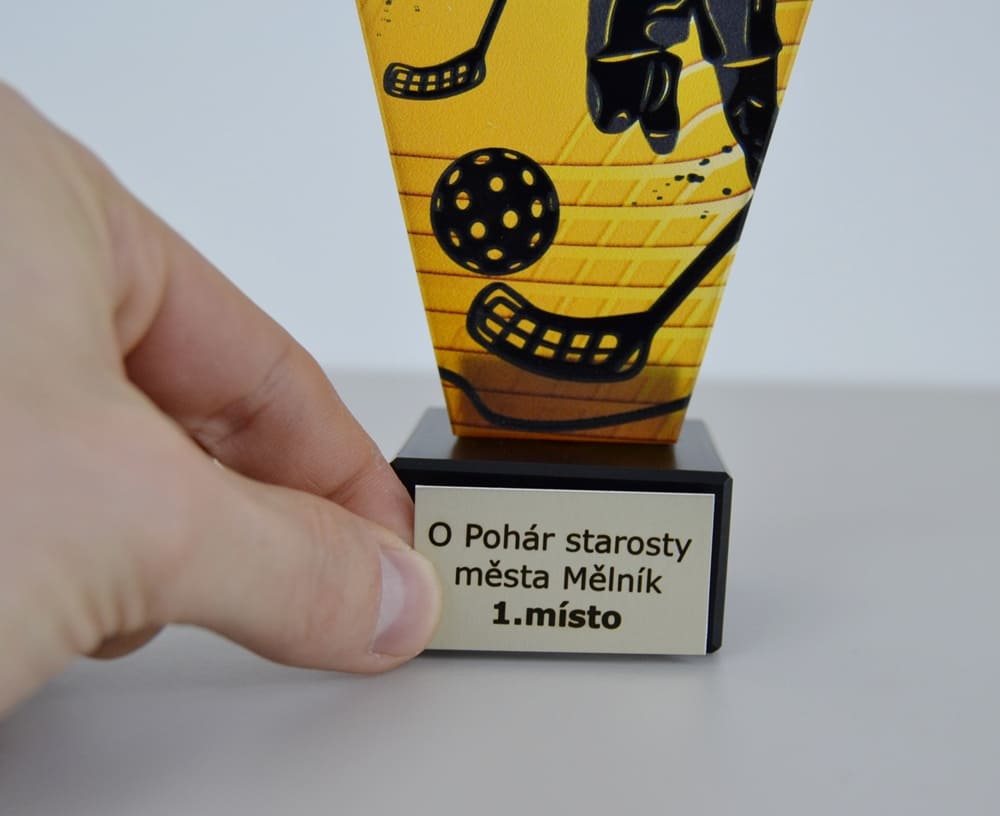Skleněná florbalová trofej 15 cm