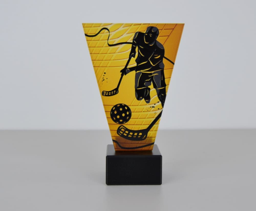 Skleněná florbalová trofej 15 cm