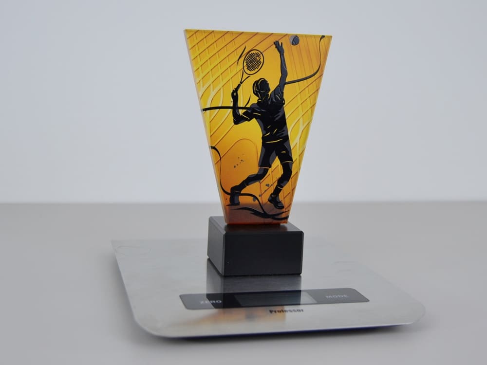 Skleněná tenisová trofej 15 cm