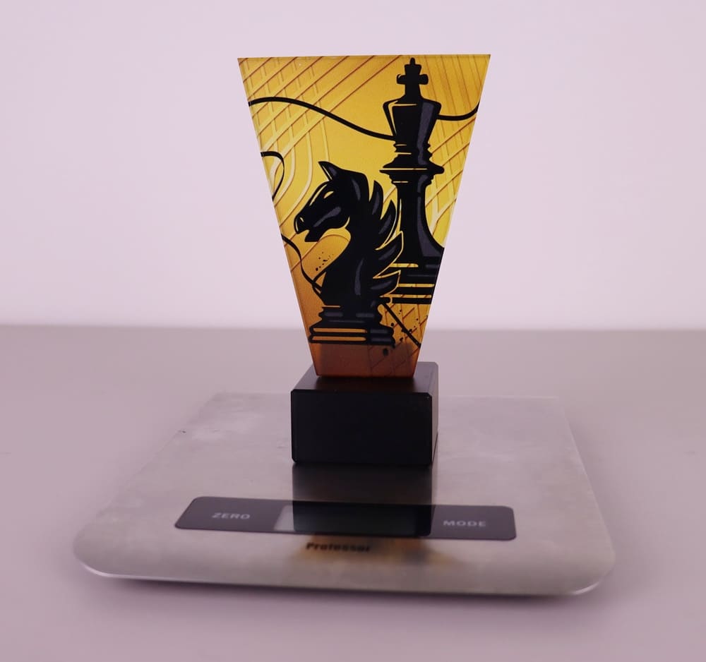 Skleněná šachová trofej 15 cm