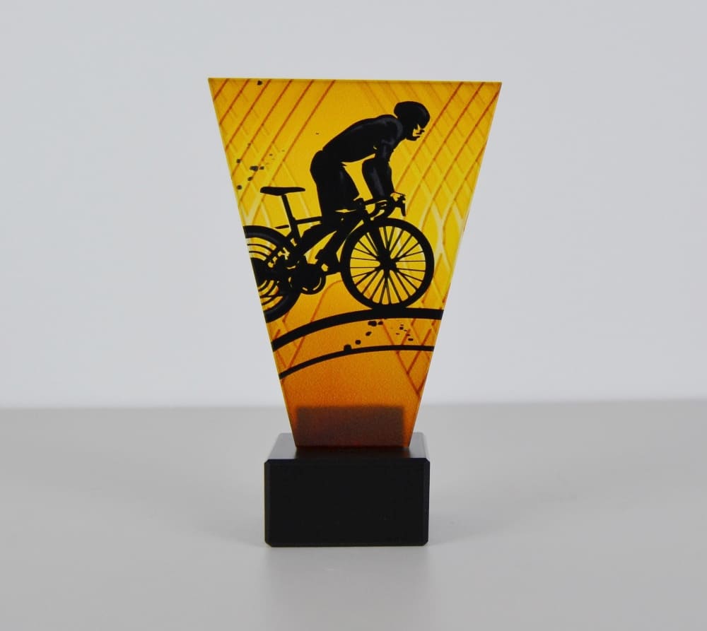 Skleněná cyklistická trofej 15 cm