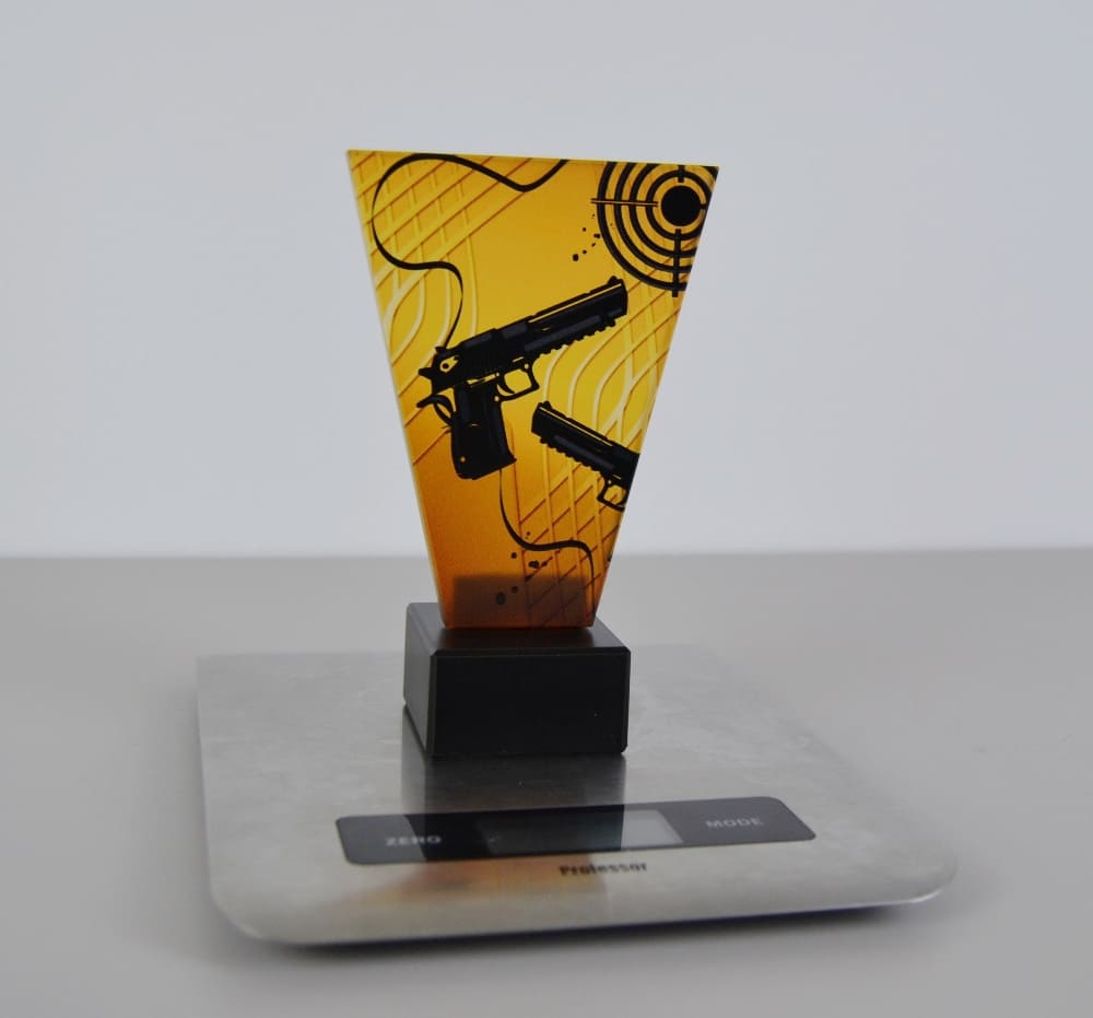 Skleněná Střelecká trofej 15 cm